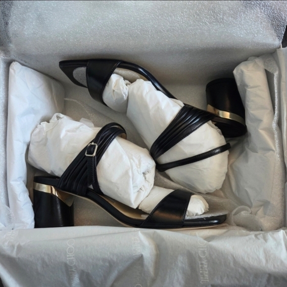 Jimmy Choo Shoes - BNIB Jimmy Choo Black and Gold Sandals